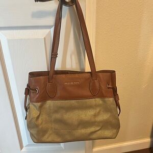 Michael Kors Tan and Gold Tote Bag
